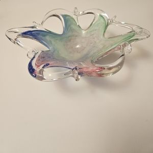 Vintage murano style swirl handblown glass dish
